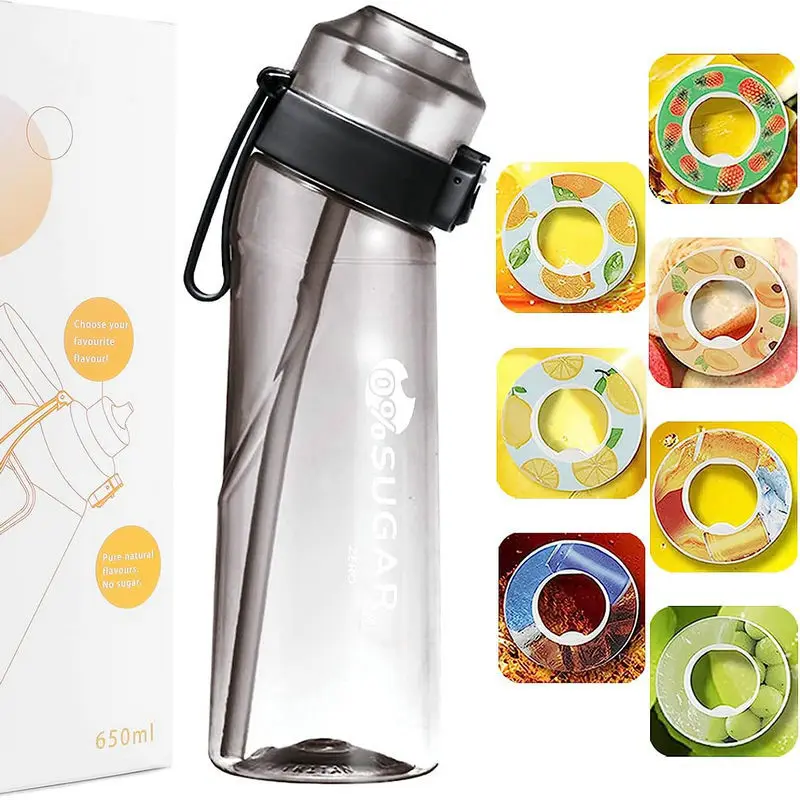1pc Air Water Bottle With 1pc Random Flavor Pods Portable Transparent With Straw Leak Proof Suitable for Outdoor Sports