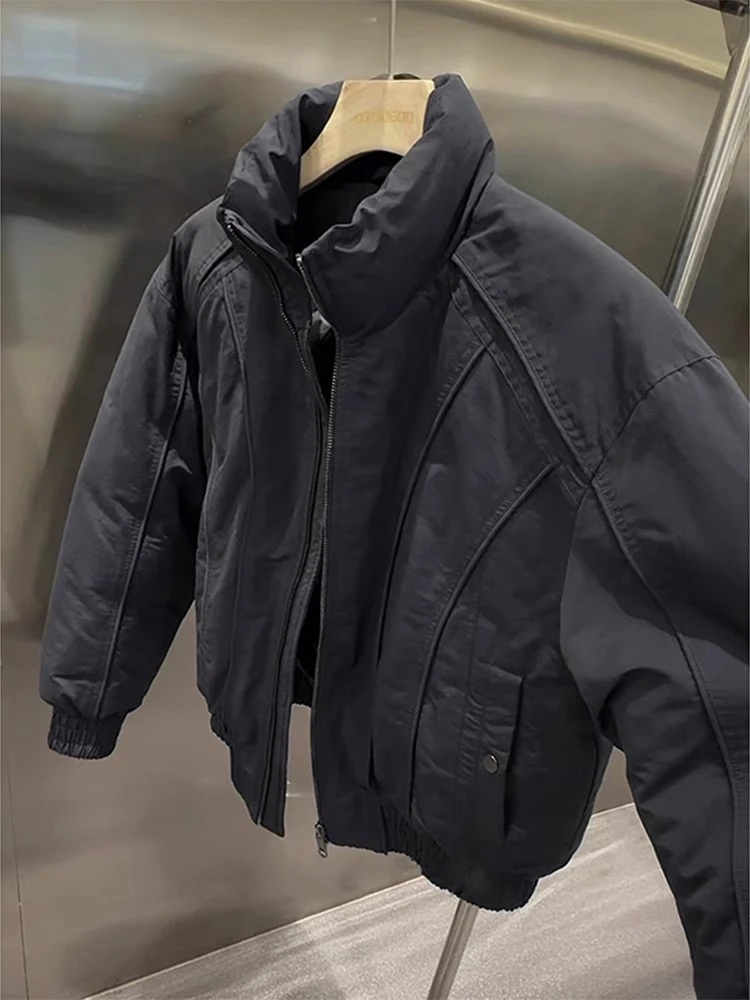 

Cleanfit American Style Short Cotton Jacket Men's Winter Fashionable Cool Stand Collar Design Thickened Casual Outerwear