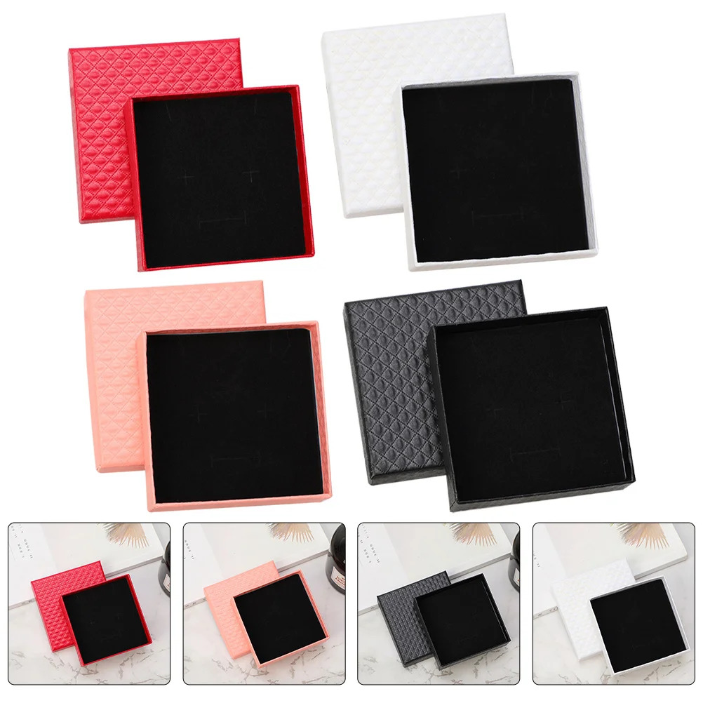 4Pcs Jewelry Gift Boxes Cardboard Small Organizer Ring Earring Necklace Storage Portable Travel Case Cardboard Jewelry Box