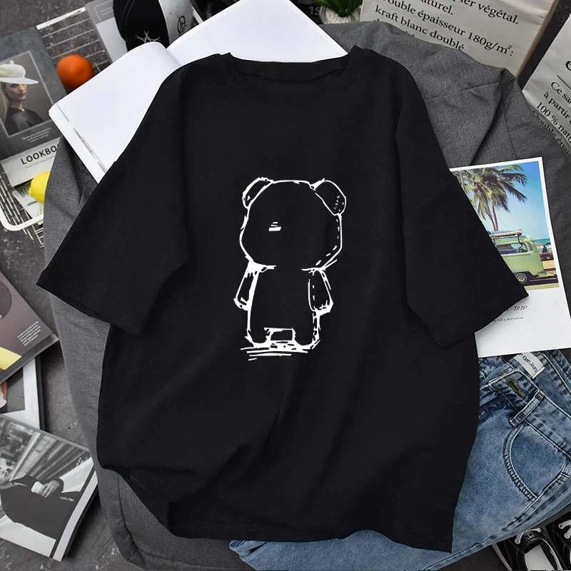 Summer Fashion Animal Print Harajuku Women's T-shirt High Quality Casual College Style New Cotton Tops Tees