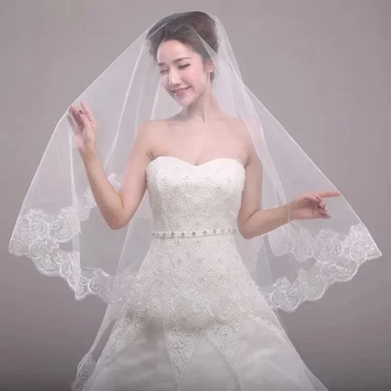 

Дешевые свадебные аксессуары без расчески, кружевная свадебная фата из мягкого тюля