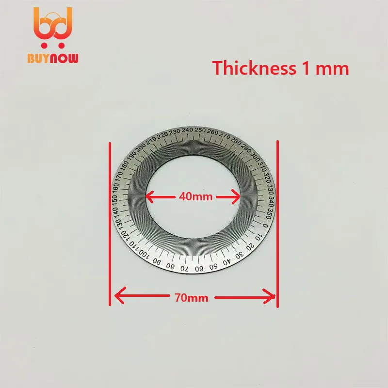 70x40x1mm Angle Dial Stainless Steel Disc 360 Degree Round Stainless Steel Dial Angle Measurer Tool
