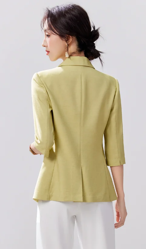 Seven-eighth sleeve suit jacket spring and summer cross-border new style waist-cinching temperament slimming top