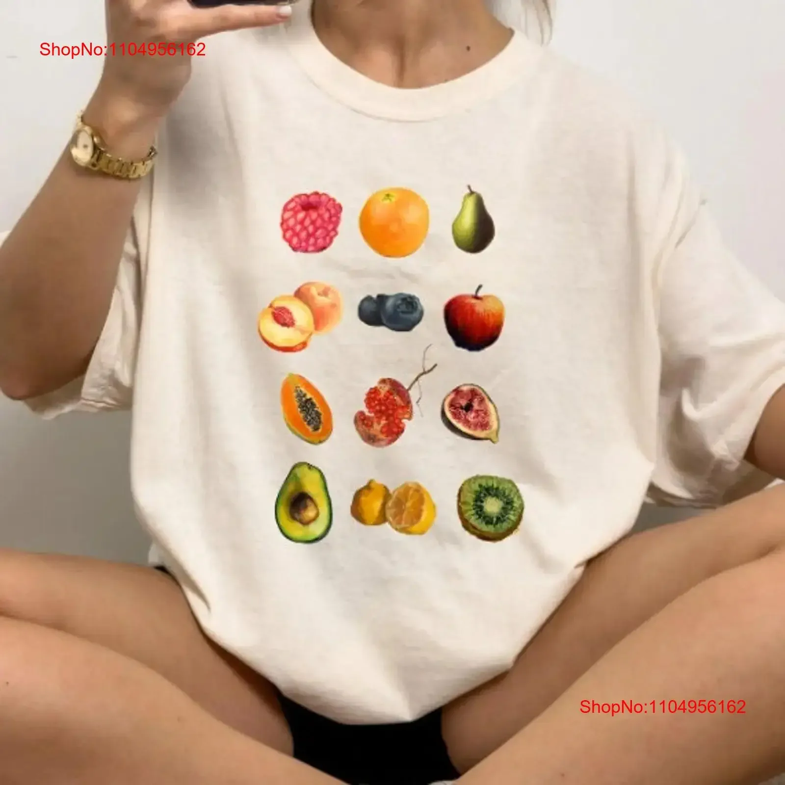 Camiseta Collage de frutas Pastel Vintage Granola Girl Thrift vintage lavado versátil suave cómodo homme estirado transpirable