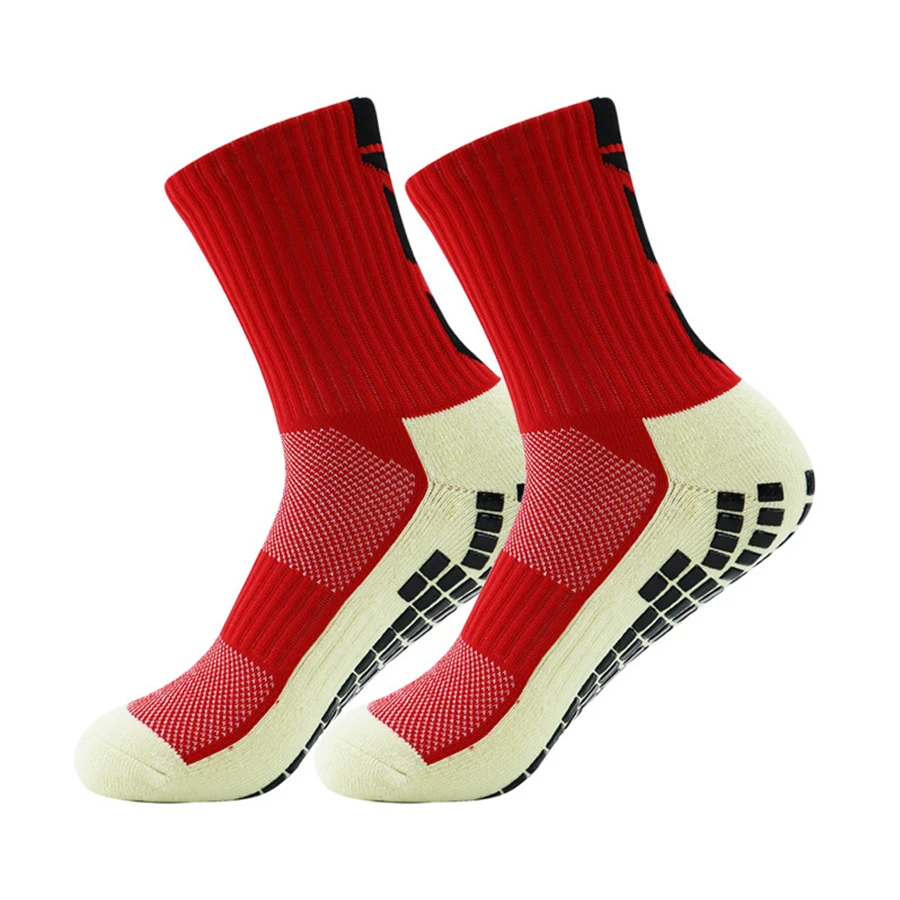 1 Pair New Men Women Non-slip Silicone Sports Soccer Socks Sweat Absorbing Breathable Football Tennis Volleyball Yoga Socks