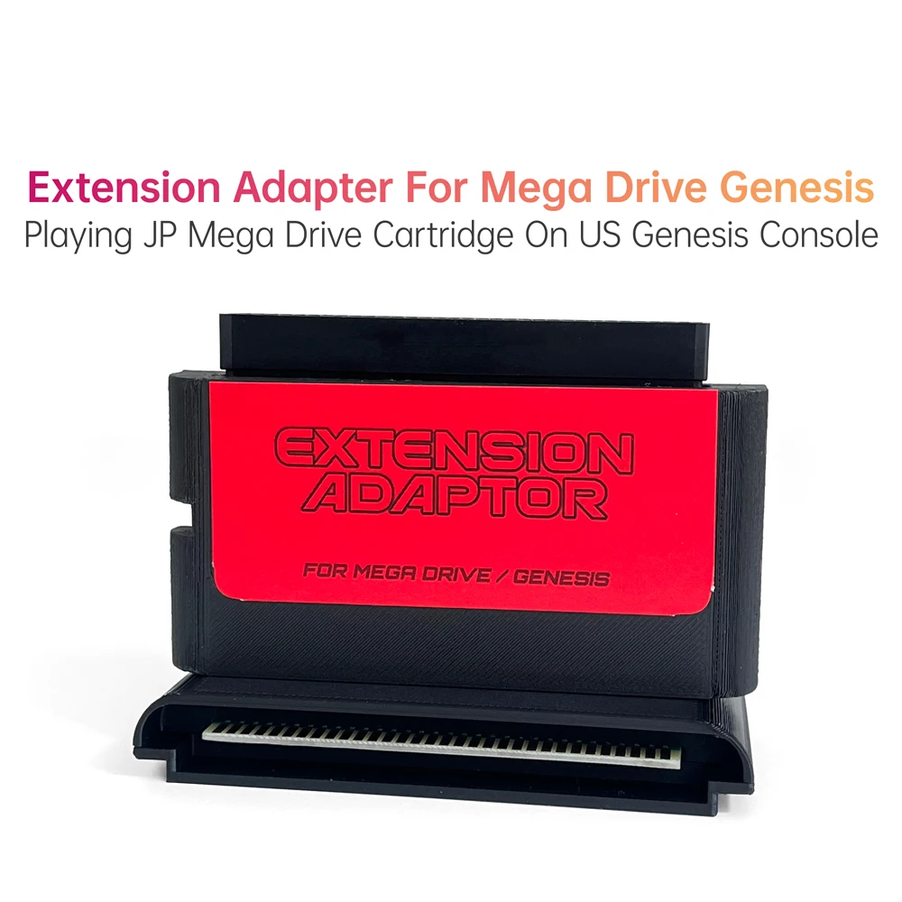 

Адаптер MD Extension для воспроизведения картриджей JP Mega Drive на консоли US Genesis, когда ROM-память поддерживает как NTSC-U/C, так и NTSC-J.