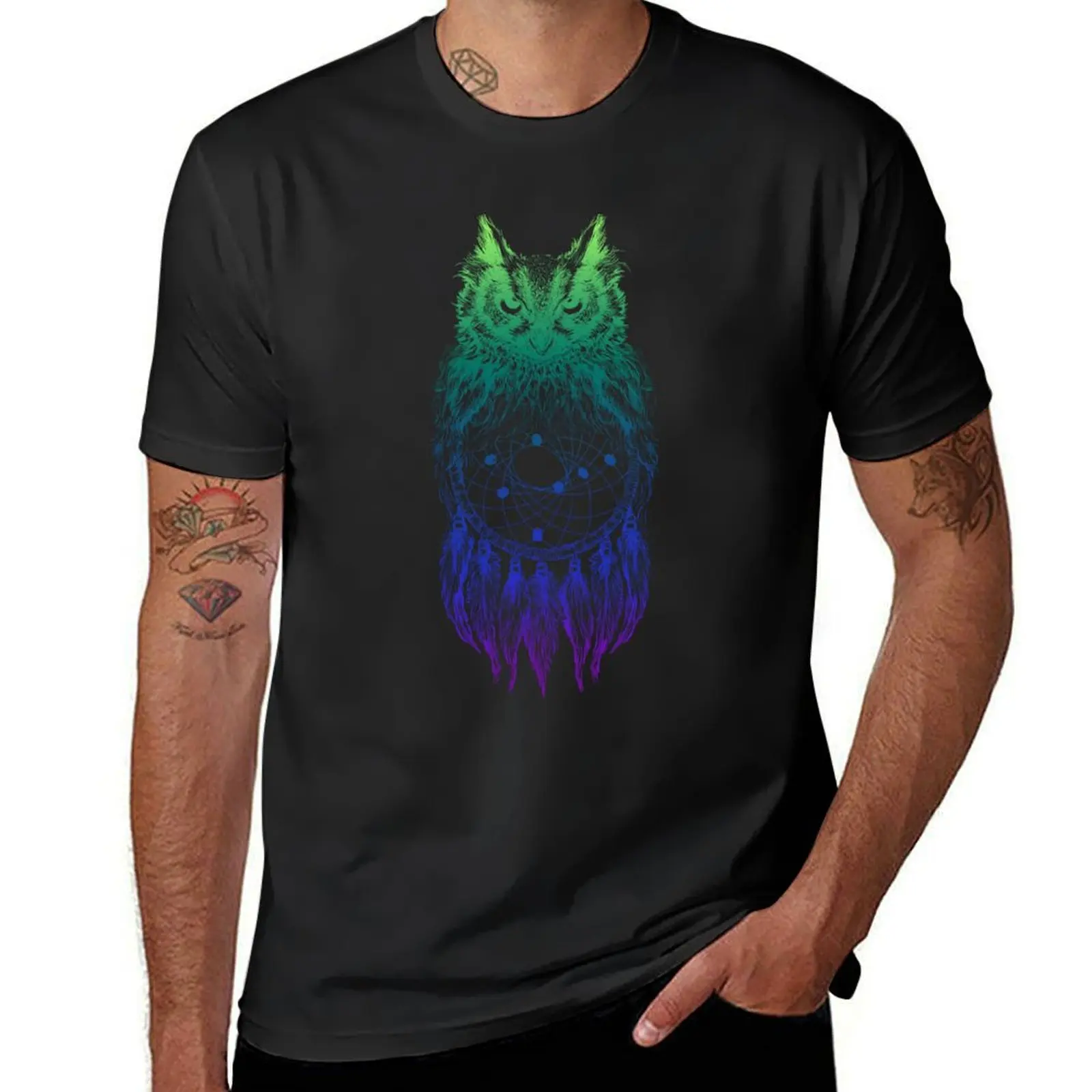 

Dreamy Owl_Multi синяя футболка мужская футболка для любителей спорта на день Святого Валентина бутик одежды топы черные футболки для мужчин