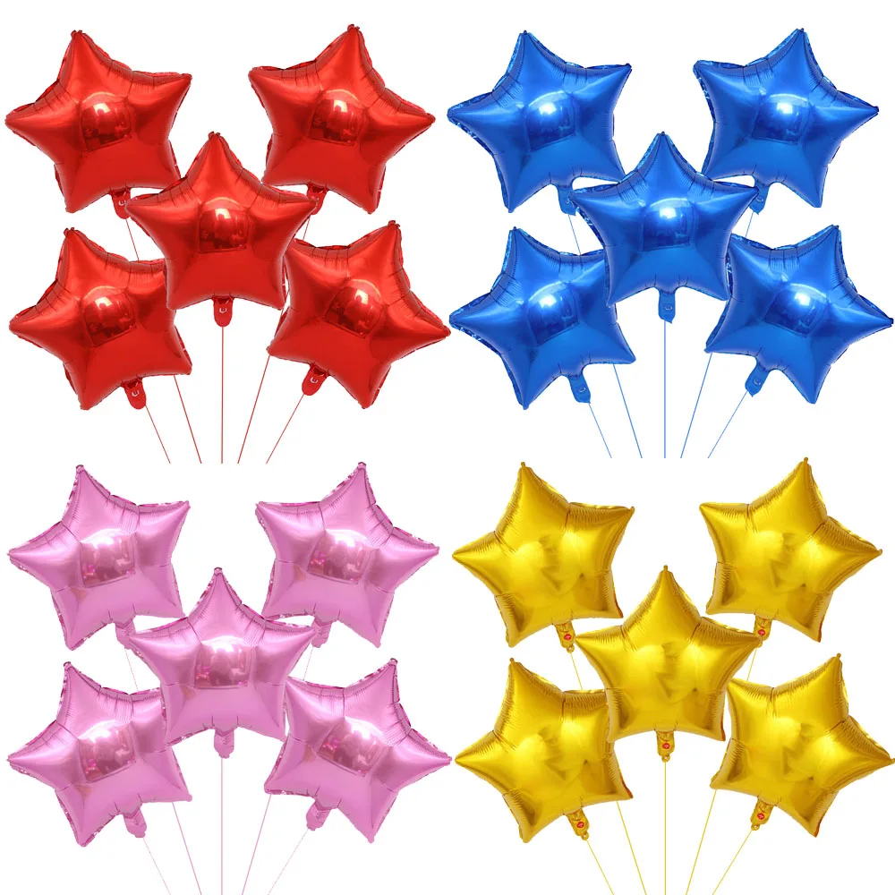 5pcs 18inch Star Foil Balloon Red Blue Golden Pink Pentagram Birthday Party Baby Shower Wedding Decoration Supplies