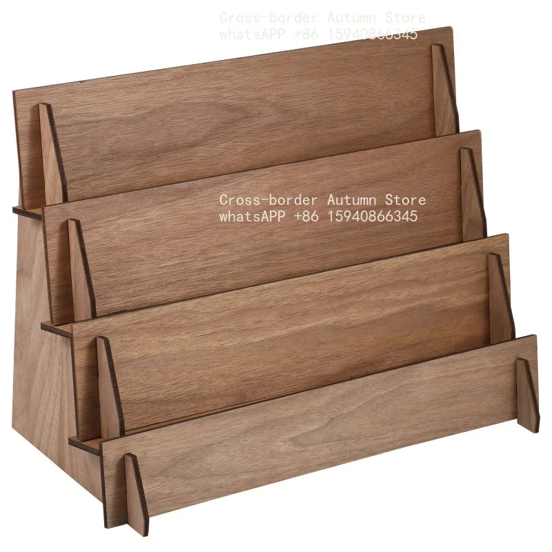 Card Display Stand 3/4 Layer Wooden Postcard Display Stand Multifunctional Greeting Card Storage Rack for Office Home Decoration