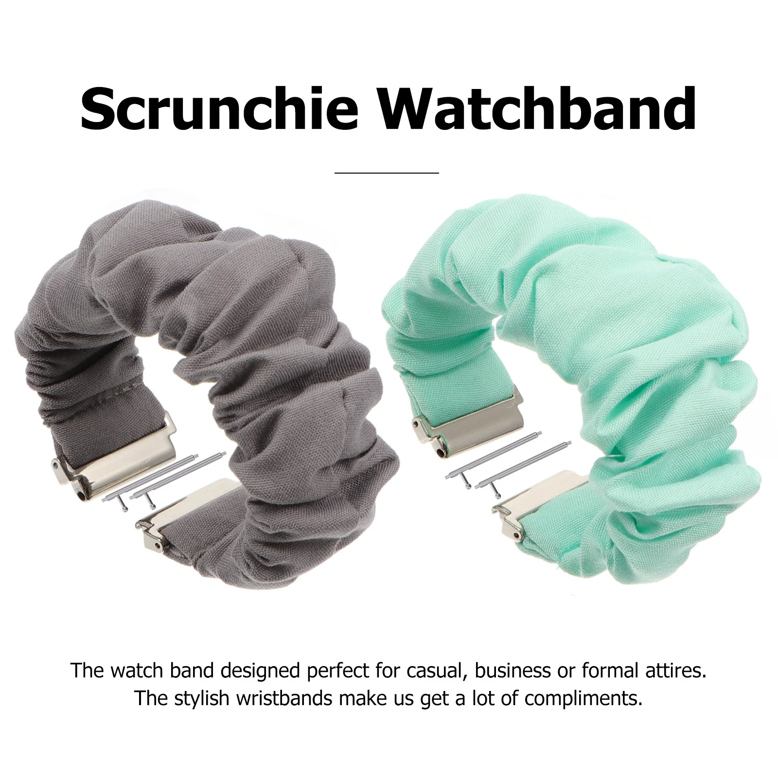 

2Pcs Elastic Fabric Watch Bands No Allergy Fade Resistant Comfortable for Casual Business Formal Wear Smartwatch Accessories
