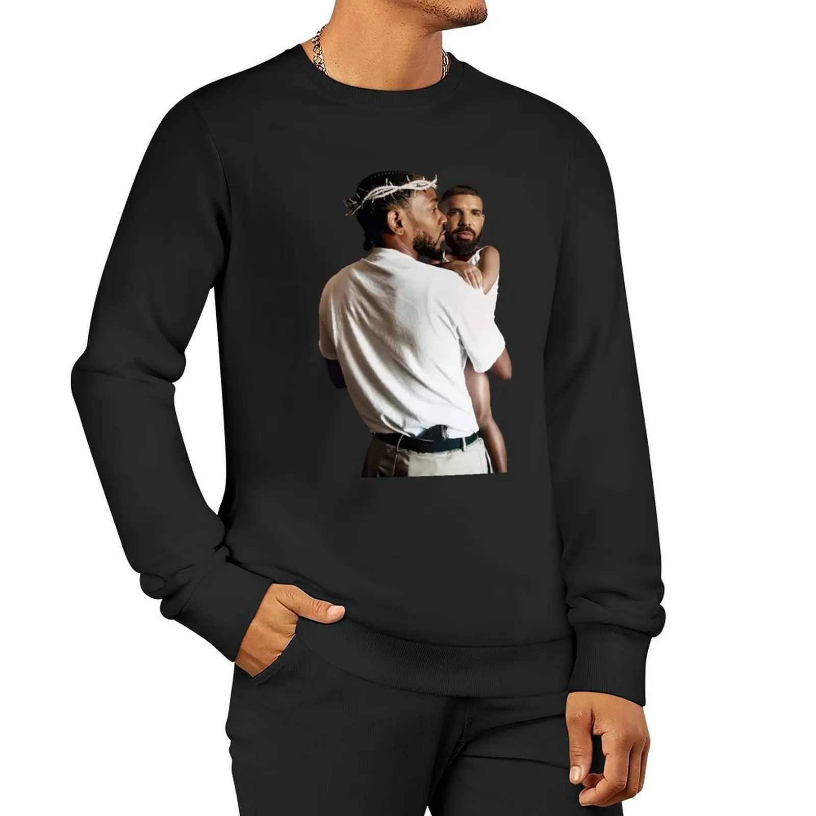 

Kendrick Lamar Holding Baby Drake Pullover Hoodie mens clothes tracksuit mens designer clothes men's sweatshirt