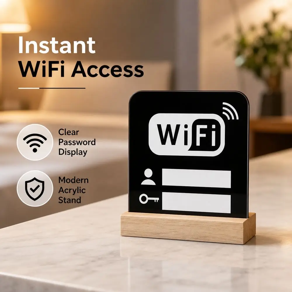 Acrylic Acrylic Mirror WiFi Sign Modern Style Freestanding Structure WiFi Sign Notice Board WiFi Password Display Sign