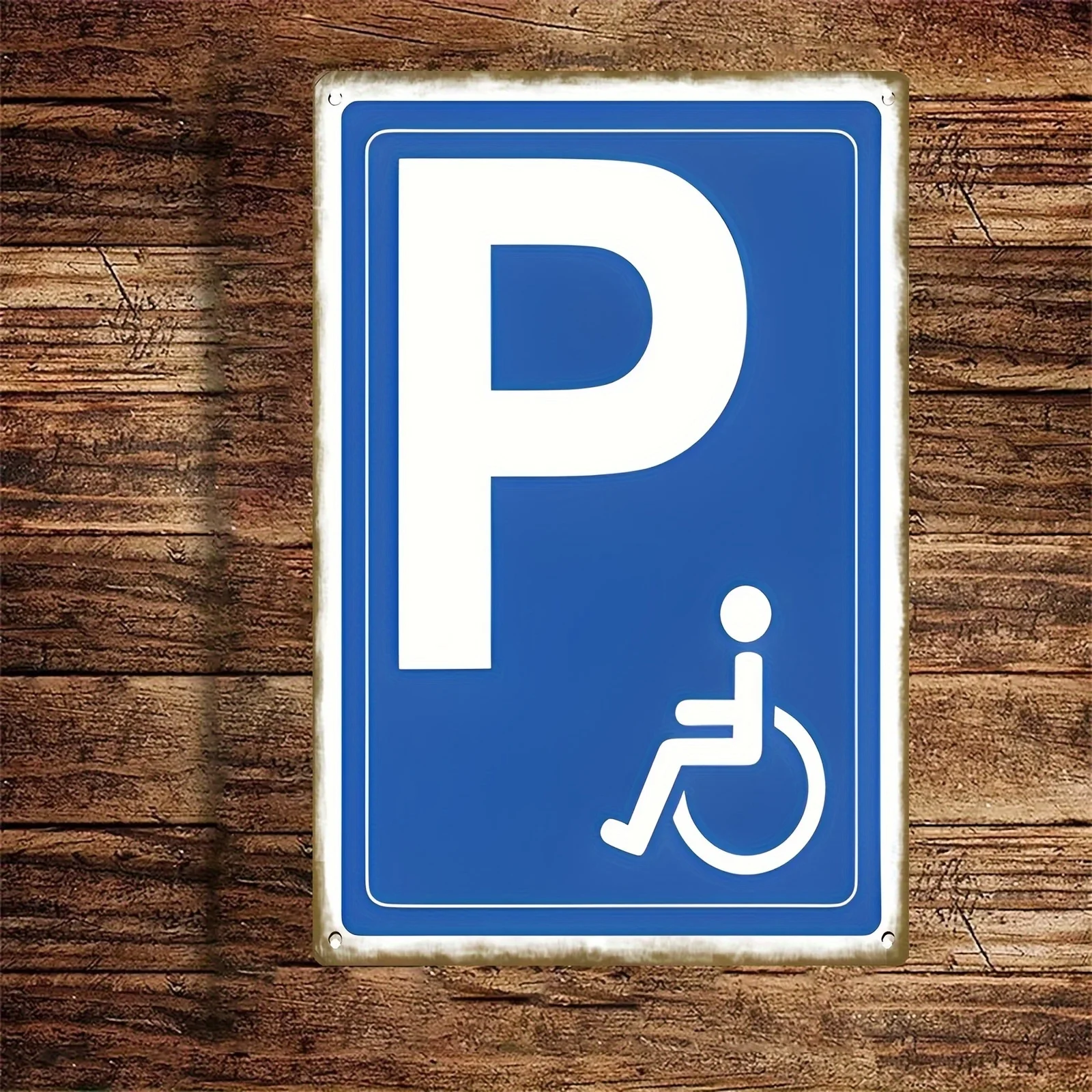 2D Flat One Piece 8x12 Inch Metal Sign featuring Accessible Handicap Parking Symbol for Parking Lot Facility Wall Decor