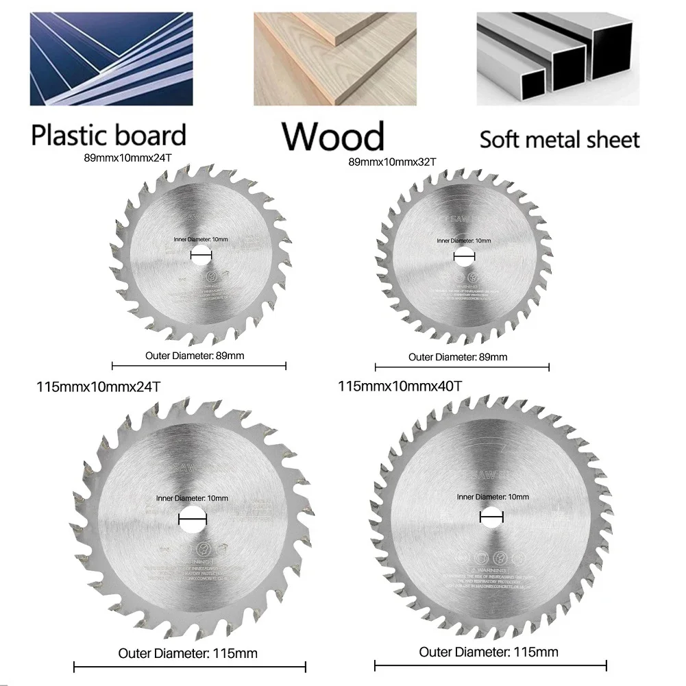 Carbide Circular Saw Blade Accessories, TCT Disc, Wood, Soft, 24T, 40T, 89mm, 115mm, Angle Grinder