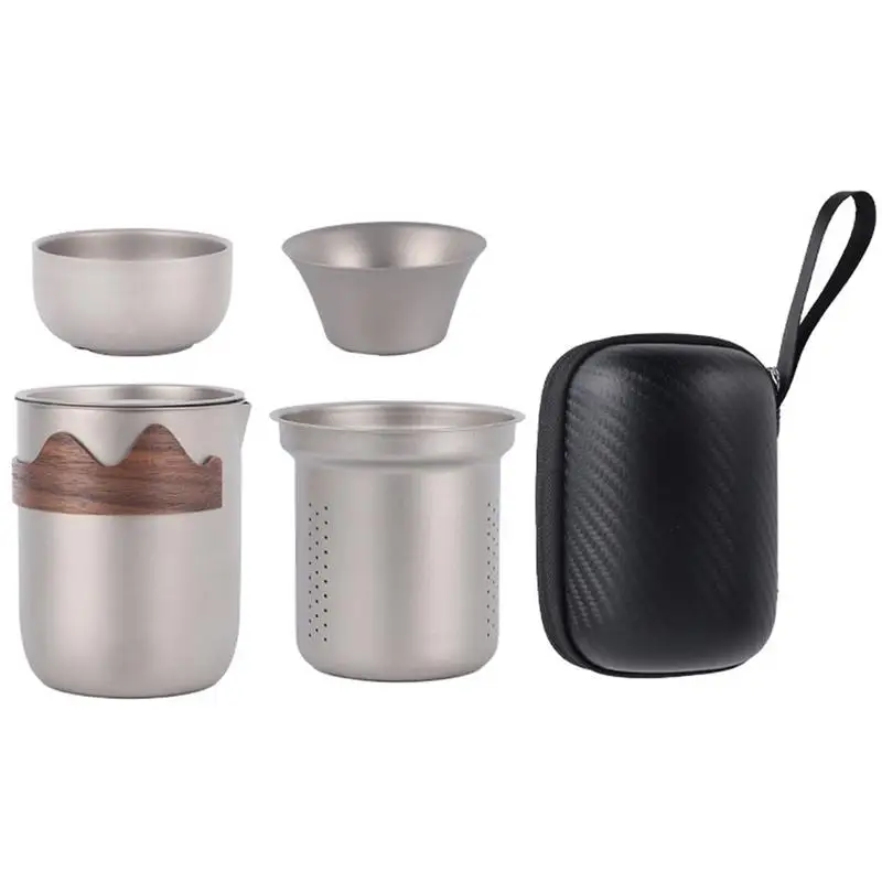 

Titanium Tea Ceremony Set Thous Winds Tea Ceremony Camping Tableware Set Lightweight Coffee Pot Tea Kettle For Outdoor Hiking