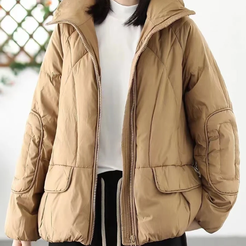 

Puffer Jacket Women Winter New Down Coats Simple Casual Stylish Hooded Outerwears Lightweight Loose Warm Short Down Jackets