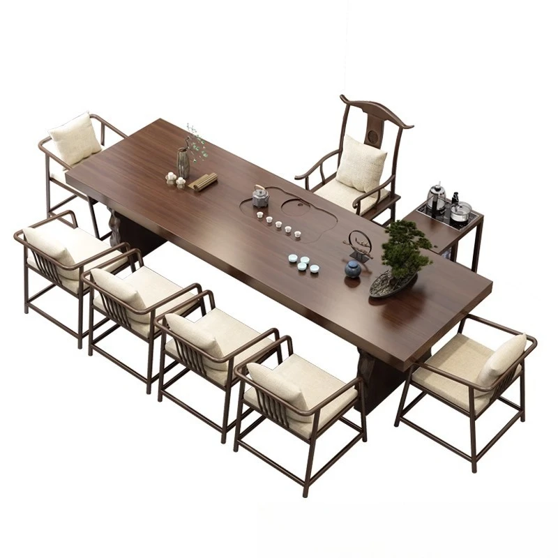 طاولة شاي جديدة من الخشب الصلب على الطراز الصيني، طاولة شاي كبيرة لغرفة المعيشة البسيطة، منزلية #1