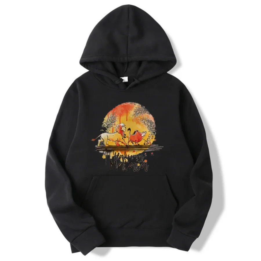 Disney-Sudadera con capucha de Hakuna Matata para mujer, ropa con estampado divertido de Simba, El Rey León, Top Harajuku Kawaii