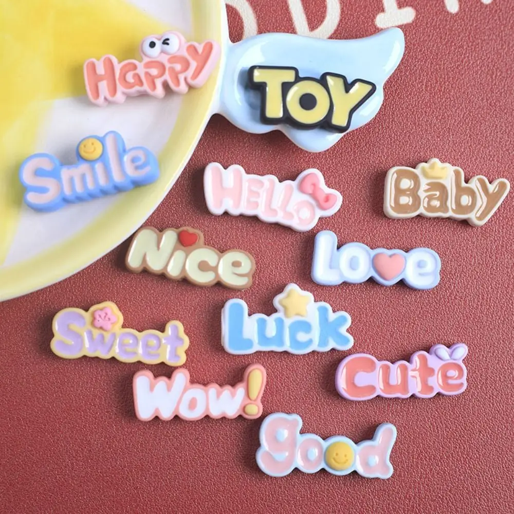 20pcs Letter Plaques Resin Slime Charms Bottle Sticker Cream Gel Phone Case Decor Cute Flatback for Croc Shoes Accessories