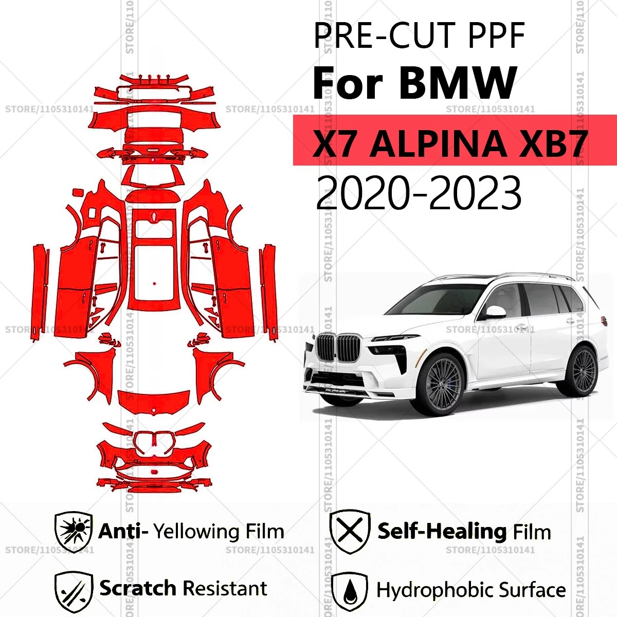 

For BMW X7 ALPINA XB7 2020-2023 Pre-Cut Paint Protection Film PPF Transparent Car Film Professional Automotive PPF Full Vehicle