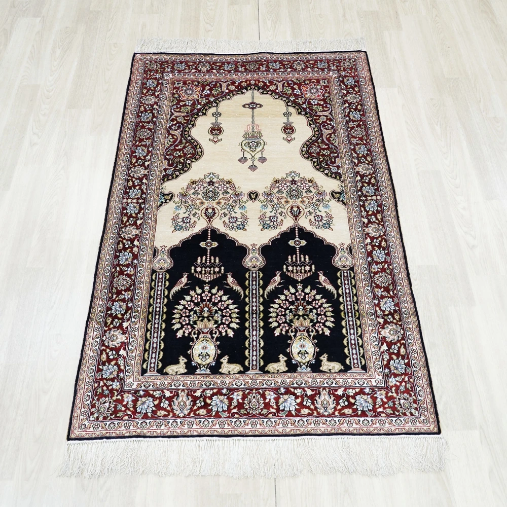 91x152cm Muslim Rug Handmade Nanyang Silk Prayer Rug (LH1040B)