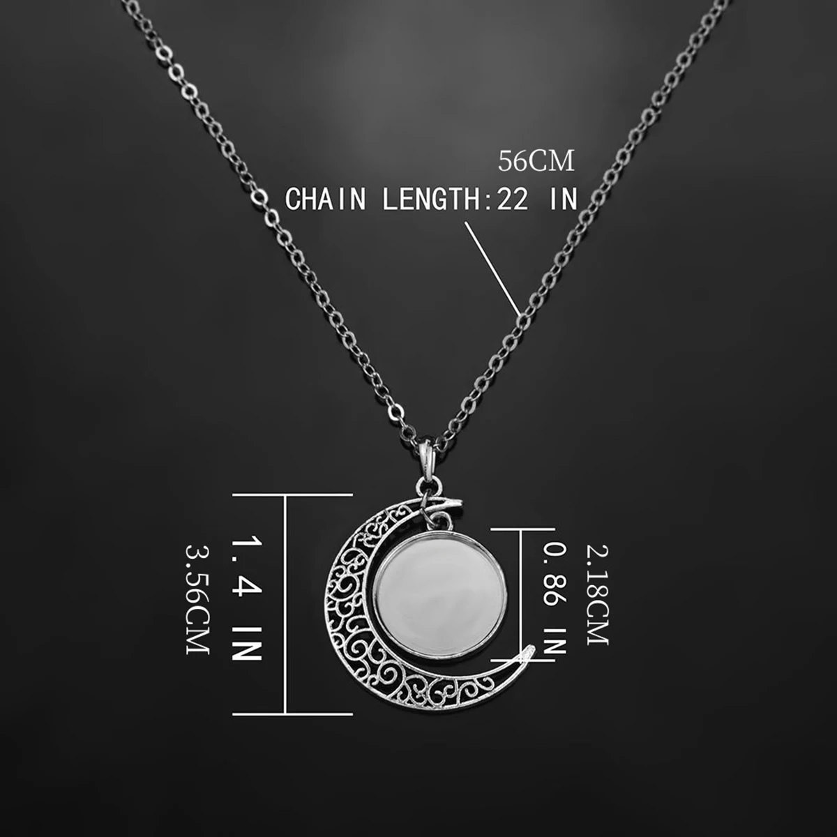 Personalized Text Necklace Picture Custom World Four-leaf Clover Necklaces Glass Crescent Pendant Chains Jewelry Christmas Gift