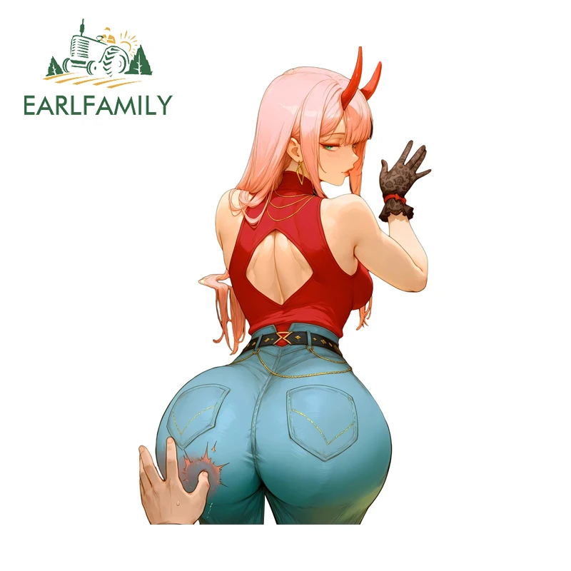 

EARLFAMILY Модные автомобильные наклейки Zero Two: графика красивой зрелой женщины, виниловая пленка для окон, декор для защиты от солнца