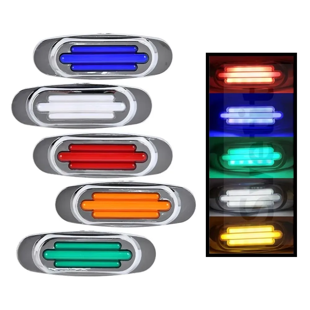 10 pcs Truck Clearance Lights 24V Trailer Side Marker Lights Chrome Side Position Light Red White Amber Blue Green