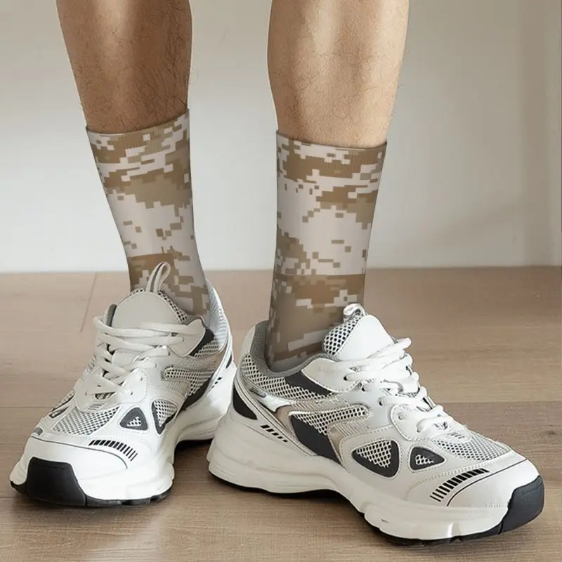 Fashion Mens Digital Desert Camo Dress Socks Unisex Comfortable Warm 3D Print Military Army Camouflage Crew Socks