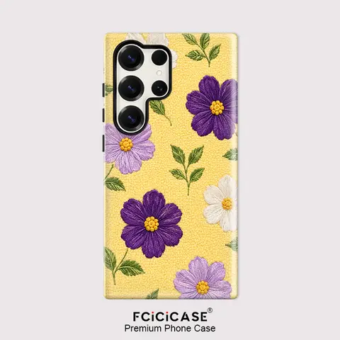 Fcicicase PC +TPU Kılıf Samsung Galaxy S26 Ultra S25 S24 S23 Plus S22 A16 A26 A36 A56 5G Darbeye Dayanıklı Çiçek Desenli Kılıf Etui
