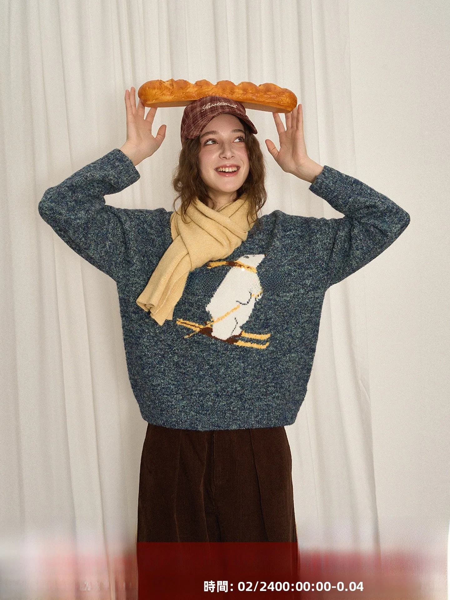 

Eylilac Women's Knitted Wool Blend round Ne Sweater Retro Floral Patterned College Sle Soft Long Sve Casual Top