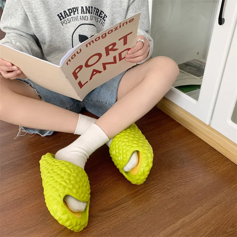 Funny Durian Slippers Thick Bottom EVA Couple Sandal for Men Women Platform Anti-Slip Sandals Soft Casual Bathroom Flip Flops