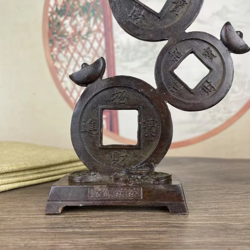 Fortune Rolling Copper Coins Desktop Chinese Style Ornament Craft Home Decor Wine Cabinet Living Room Decoration Office Entrance