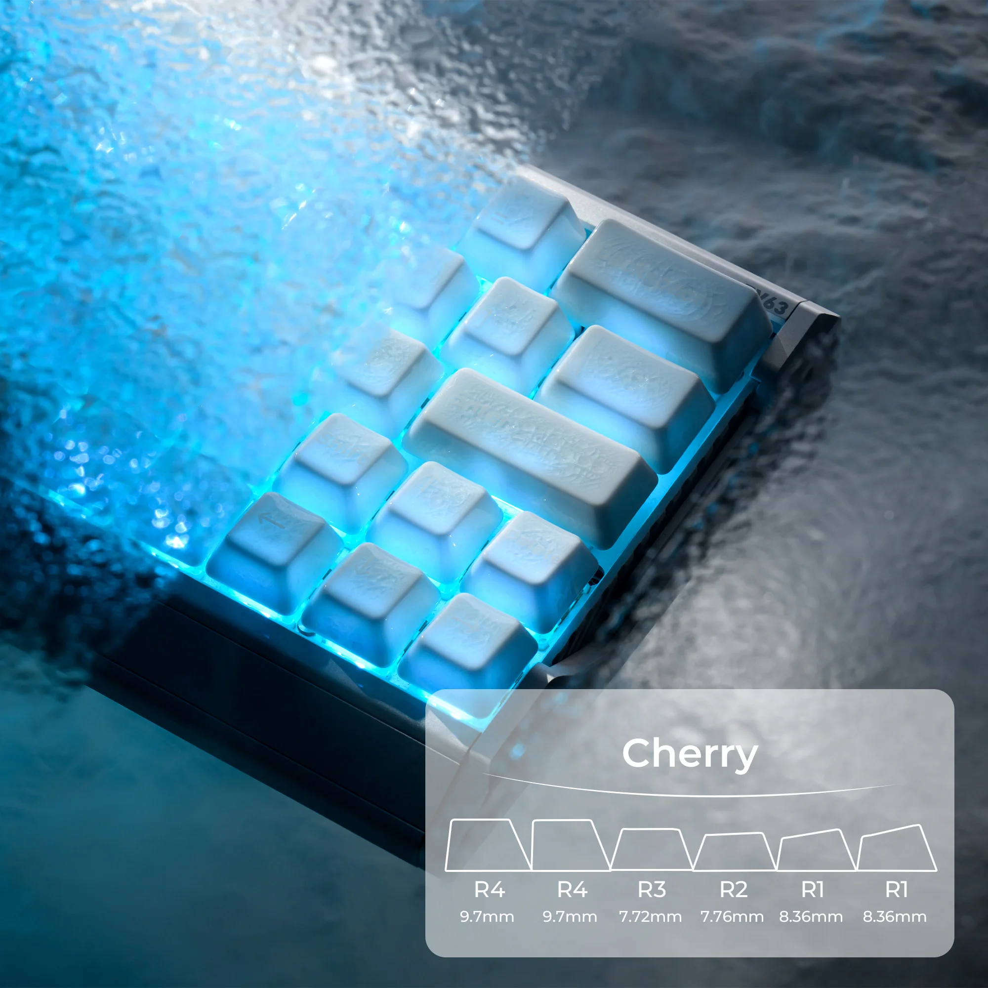 XVX Ice Crack Texture Design White Ceramic Keycaps Cherry Profile 120-Key Keycap Set