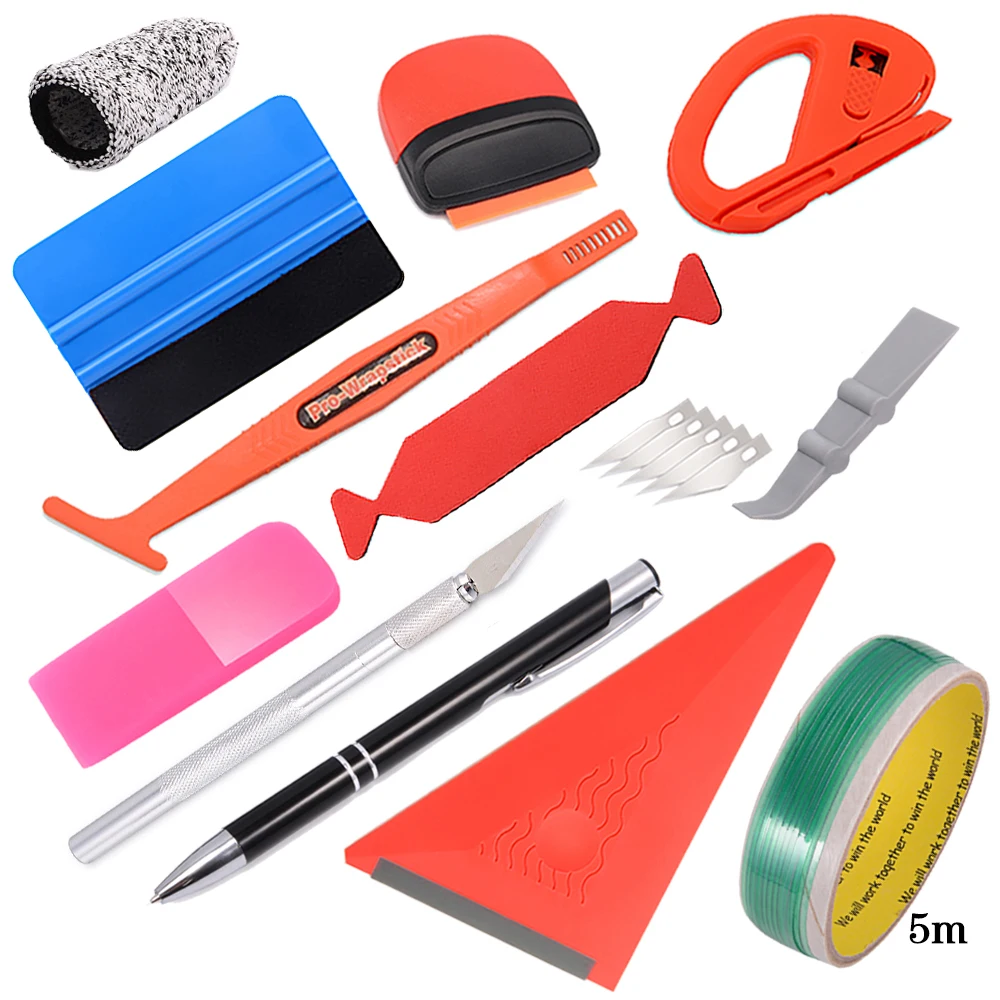 Window Tinting Tool Kit Covering Film Wrapping Vinyl Squeegee Soft Scraper Car Decal Sticker Knife Cutter Styling Product