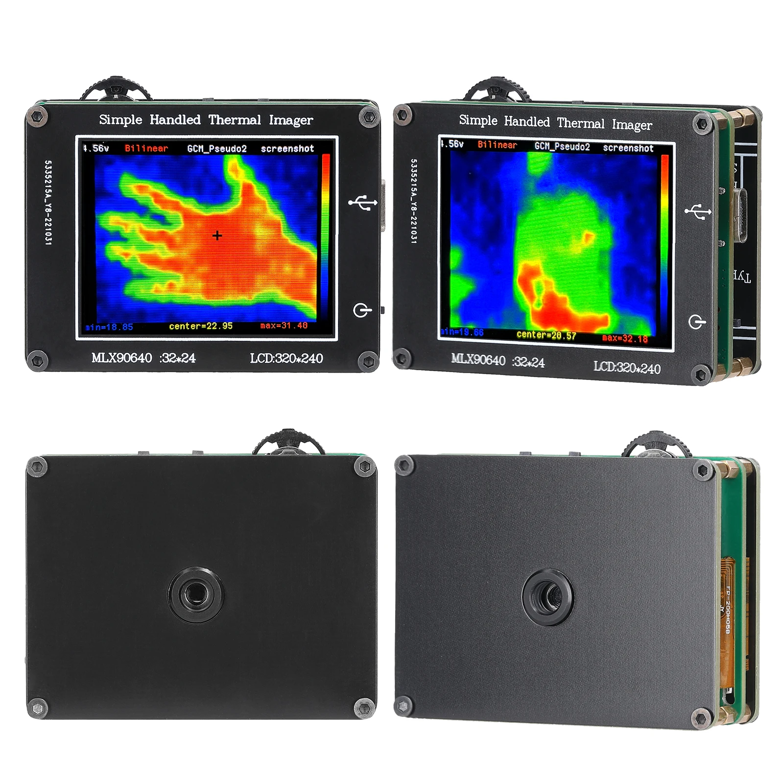 24 * 32 Pixel Infrared Sensor Thermal Imager -40℃ to 300℃ 2.0inch LCD Display 240*320 Resolution Clear Definition Imaging Camera