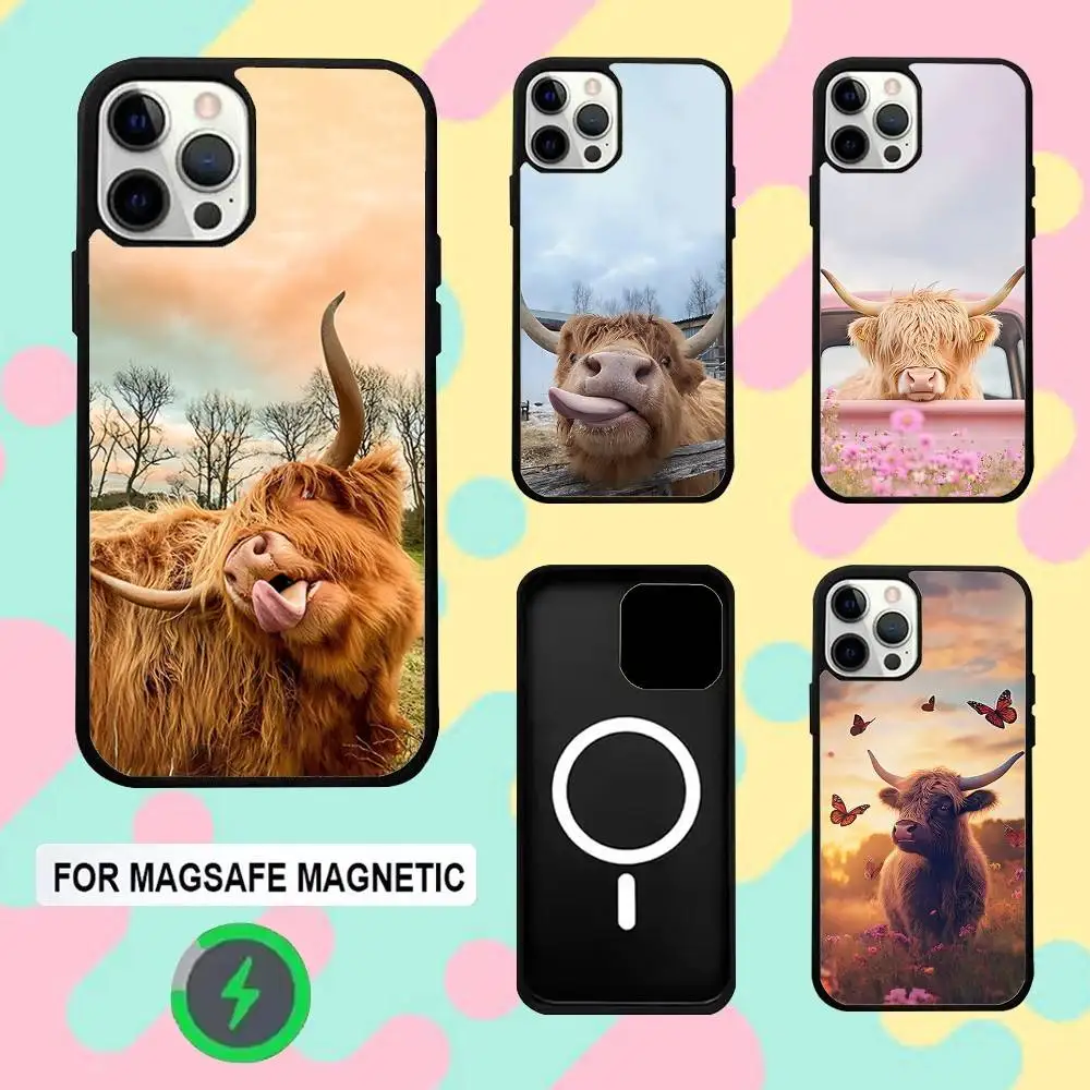 

Cute Highland Cattle Phone Case For iPhone 16e,16,15,14,13,12,11,Plus,Pro,Max,Mini Magsafe Magnetic Wireless Charging