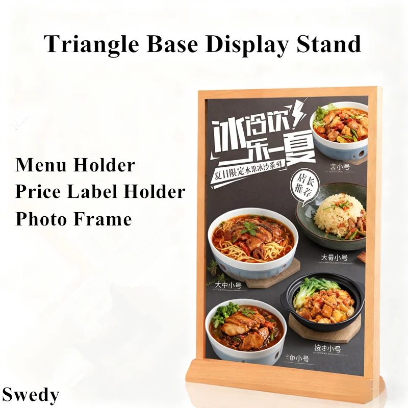 

A6 105x148 мм двухсторонний акриловый держатель для бумаги для меню, подставка для плакатов, брошюры, держатель для флаеров, деревянная фоторамка для плакатов