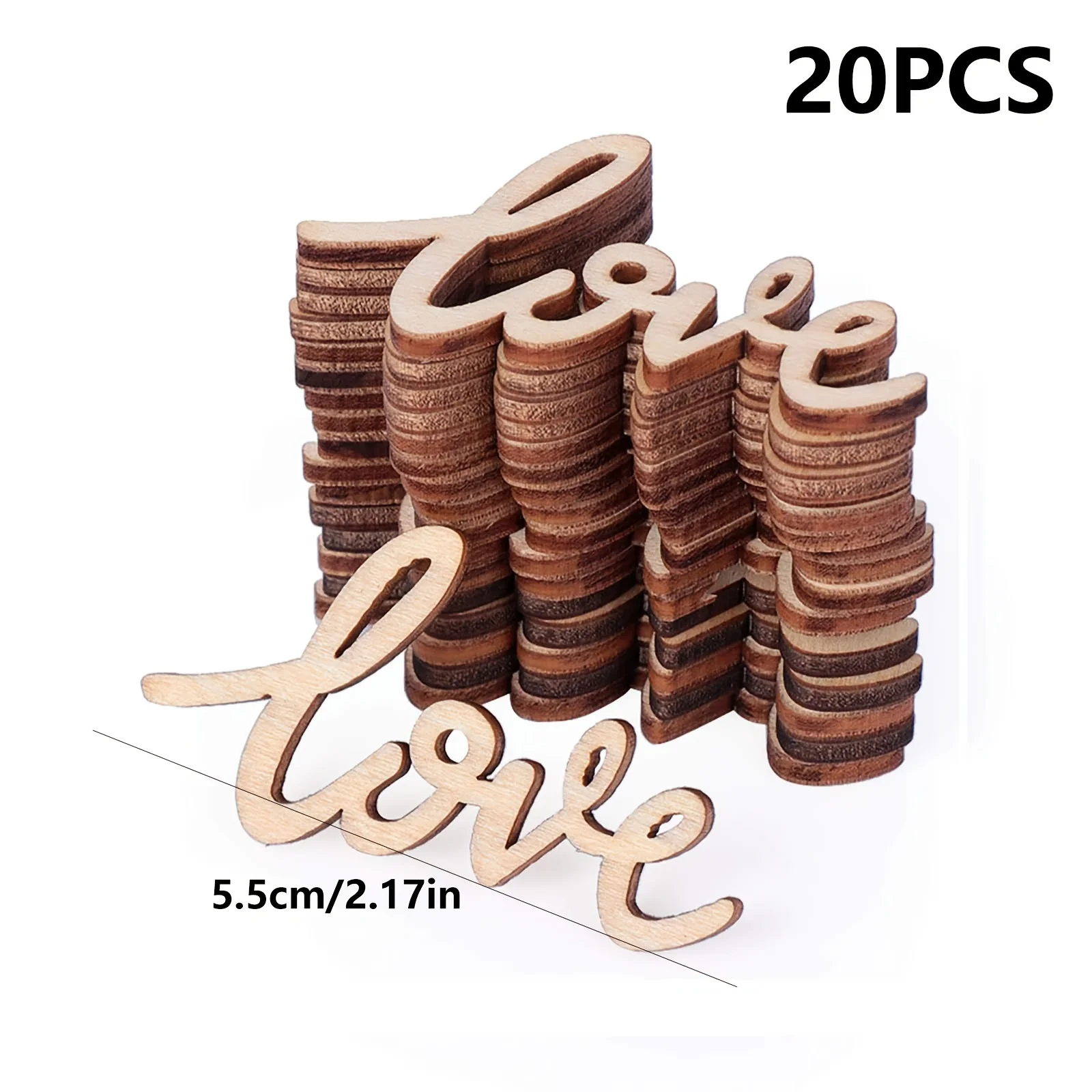 20/40 Piece 2.17X1.26 in Love Wooden Crafts DIY Paper-Cut Wood Chip Decoration Unprocessed Wooden Decorations Family Valentine's Day Decoration