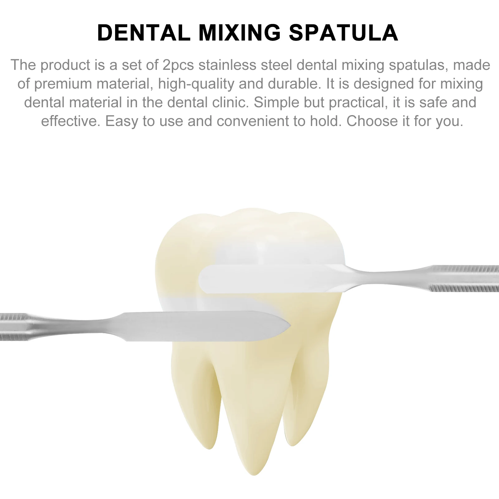 2 قطعة الفولاذ المقاوم للصدأ الأسنان خلط ملعقة دائم مريح الجص خلط أداة الأسنان مكتب مختبر استخدام ملعقة الجص