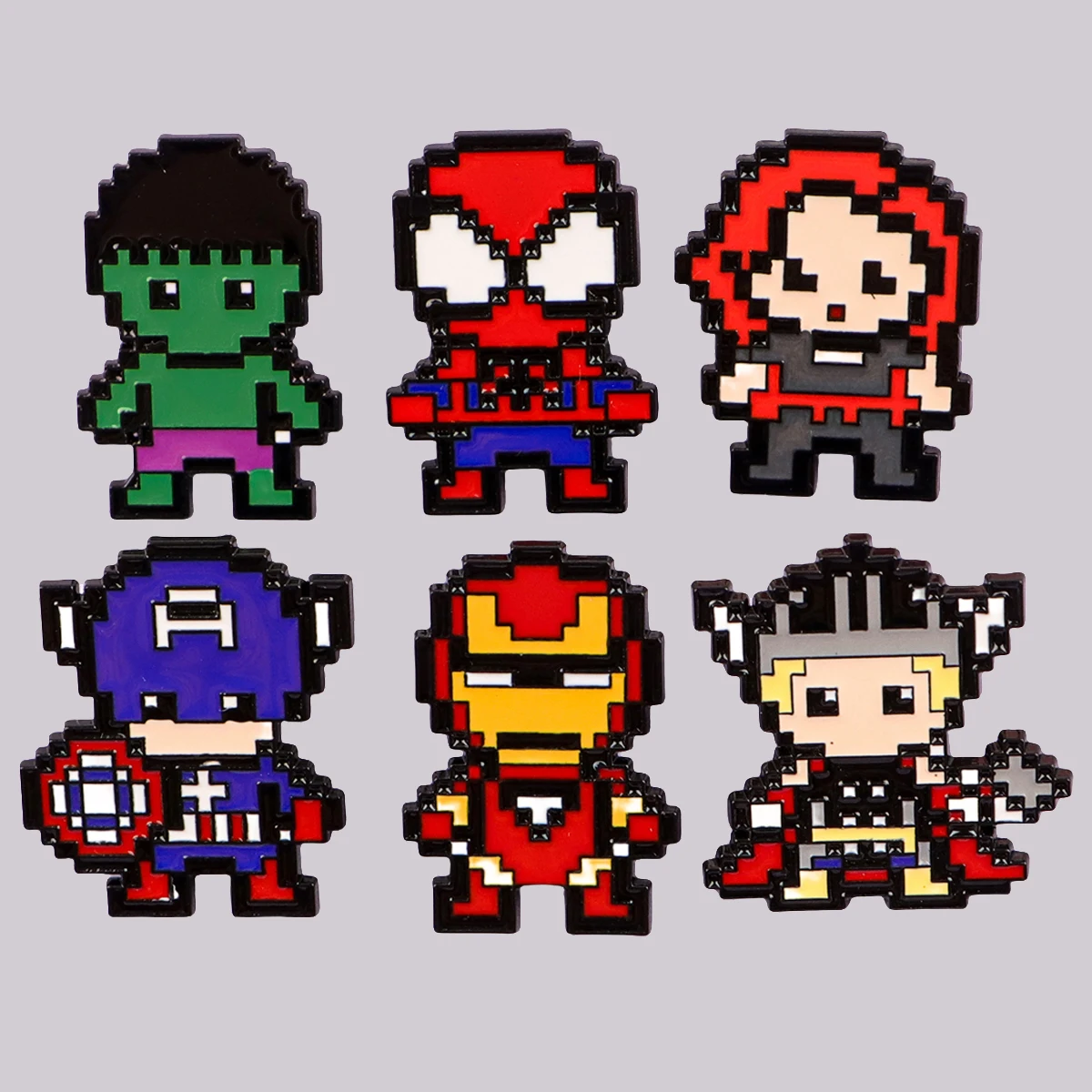 

6pcs Cartoon Cool Man Enamel Pin Pixel Style Brooch Set Lapel Pins Badge on Backpack Clothing Accessories Creative Jewelry Gifts