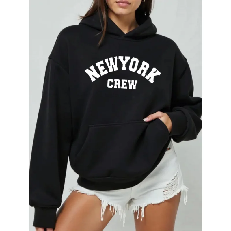 NEW YORK толстовки с буквенным принтом женские большие полиэстеровые женские толстовки с длинными рукавами уличная флисовая женская одежда зимняя