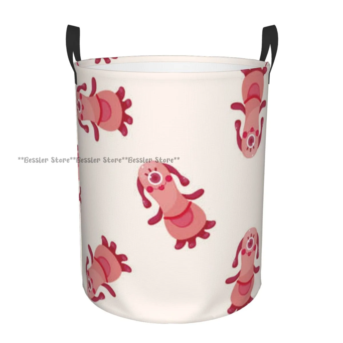 

Laundry Basket Cartoon Monster Pattern Round Storage Bin Collapsible Hamper Clothes Bucket Organizer