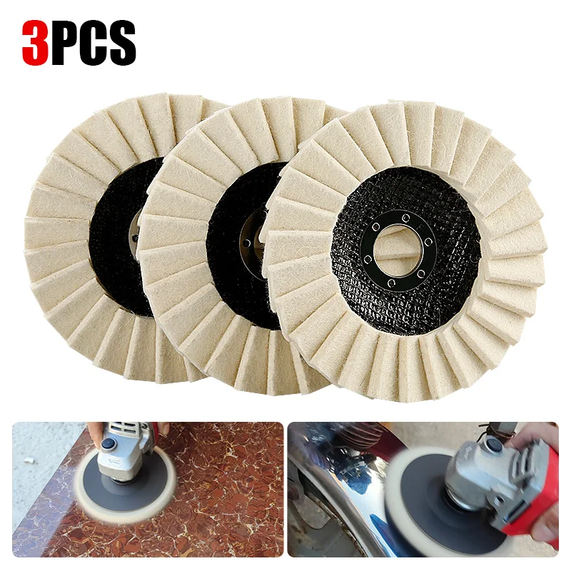 LOZLIN 1/3PCS 5Inch 125MM Wool Polishing Wheel Wool Felt Pad Grinder Accessories Grinding Disc for Metal Glass Ceramic Polishing