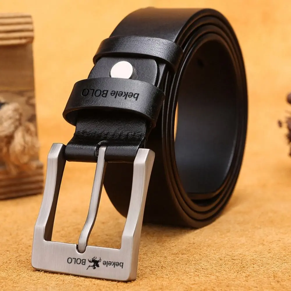 Man Luxury Design Genuine Leather Belt Casual Versatile Pin Buckle Waistband Trouser Dress Belts