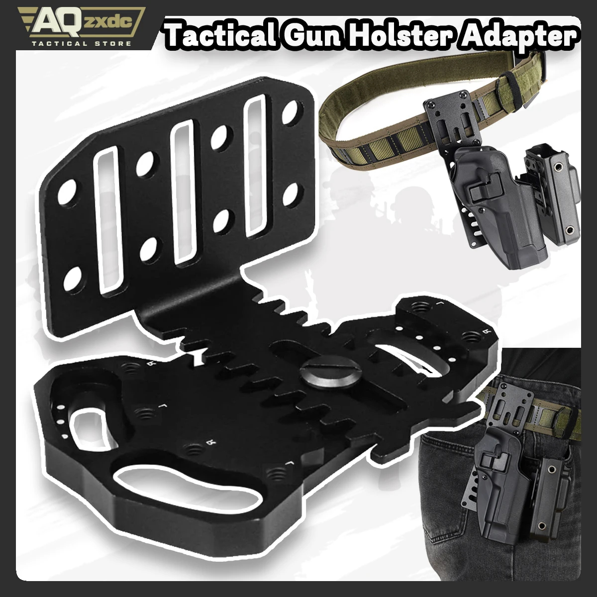 

Tactical Gun Holster Adapter, Adjustable Negative Cant Plate Right-Angled for QLS System Extension Magazine Metal Accessory