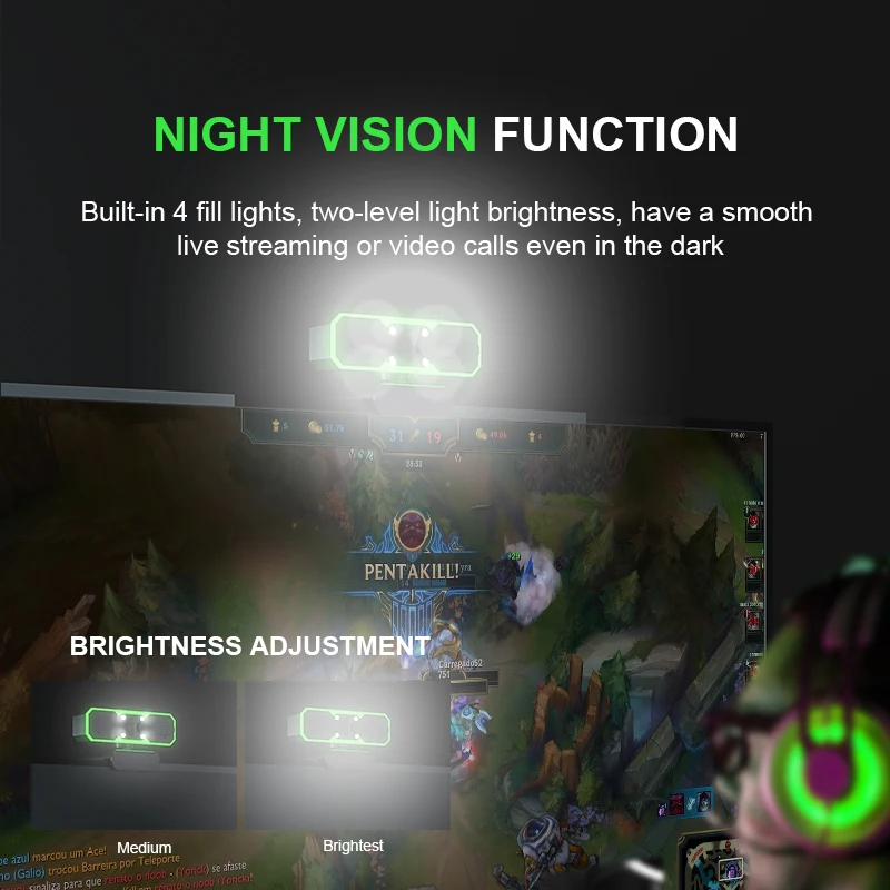 Anywii Full Hd Webcam Pc Computador Web Camera Desktop Laptop Usb Web Cam Microfone de foco automático Mini Webcamera