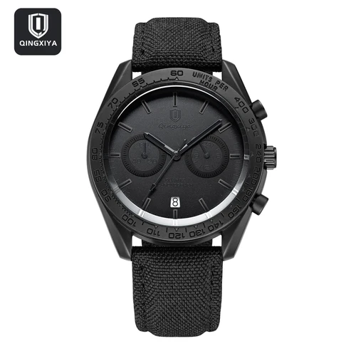 Imagen 1 del producto QINGXIYA, reloj de cuarzo con cronógrafo a la moda para hombre, correa de cuero deportiva, resistente al agua, fecha, relojes de lujo para hombre, reloj Masculino