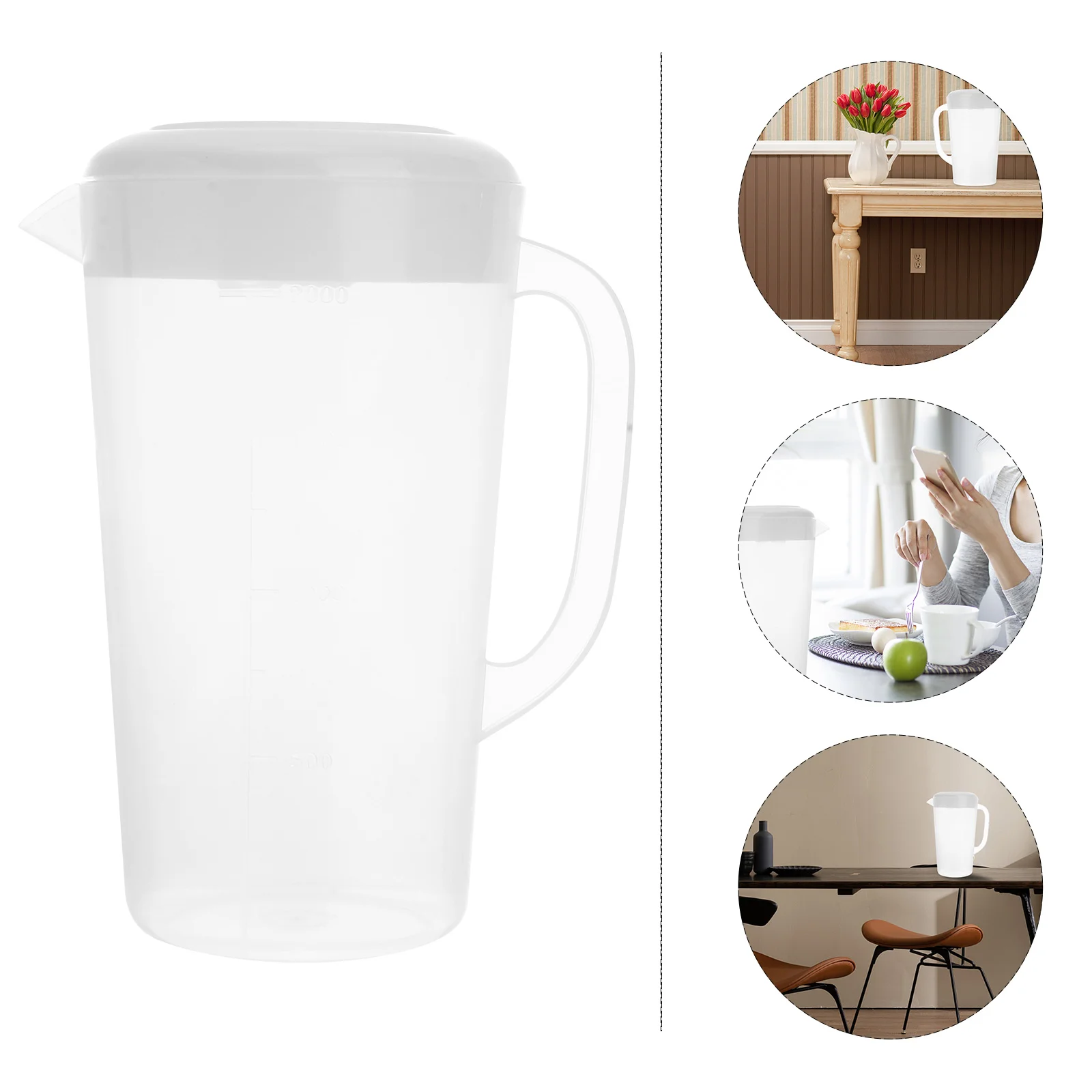 Water Bottles Beverage Kettle Pitcher with Lid Refrigerator Cold Beige Juice Pot