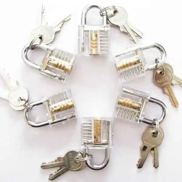 Locksmith Tools Acrylic Transparent Locks Backpack Pendant Cabinet Padlock Practice Unlocking Tools Furniture Hardware